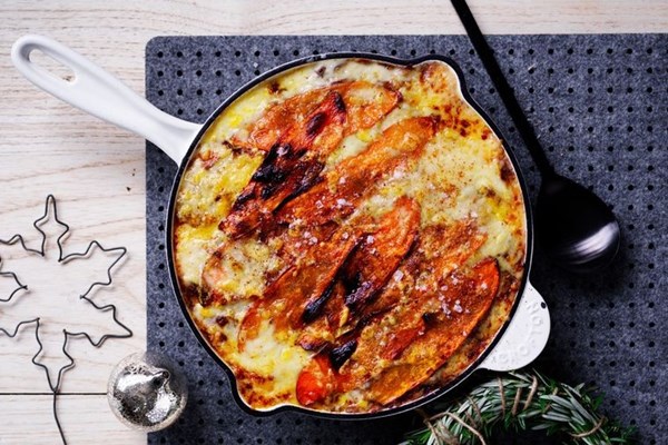 Sweet potato and red cabbage gratin