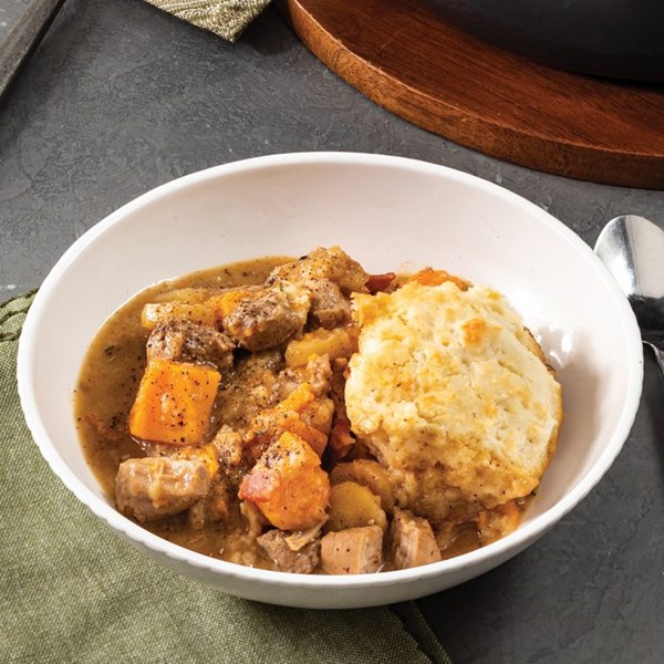  Sweet potato and roast pork cobbler