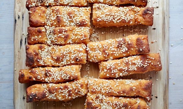 Sweet potato and sesame soft breadsticks