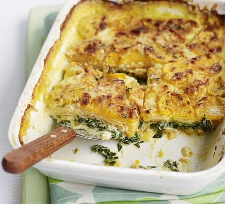 Sweet potato and spinach bake