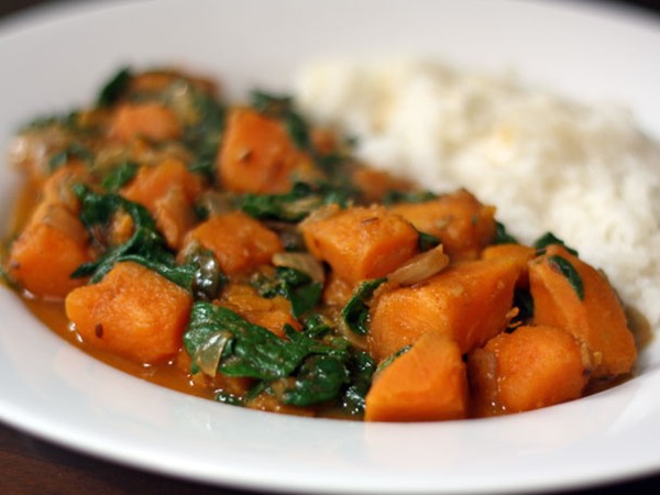 Sweet potato and spinach curry