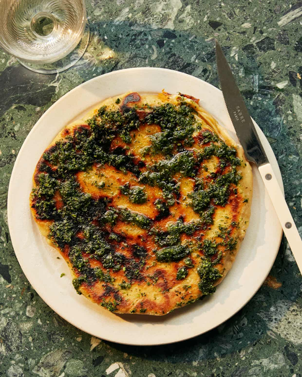 Sweet potato and tarragon flatbread
