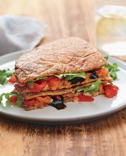 Sweet potato, balsamic, and roasted red pepper sandwich