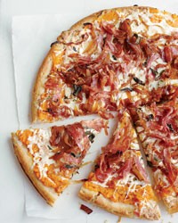 Sweet potato, balsamic onion and soppressata pizza