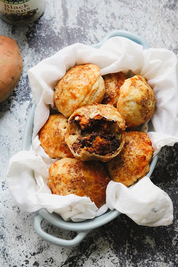 Sweet potato, black bean, and feta hand pies