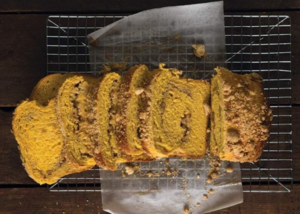 Sweet potato brioche with orange-pecan streusel