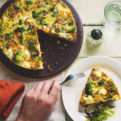 Sweet potato, broccoli and feta frittata
