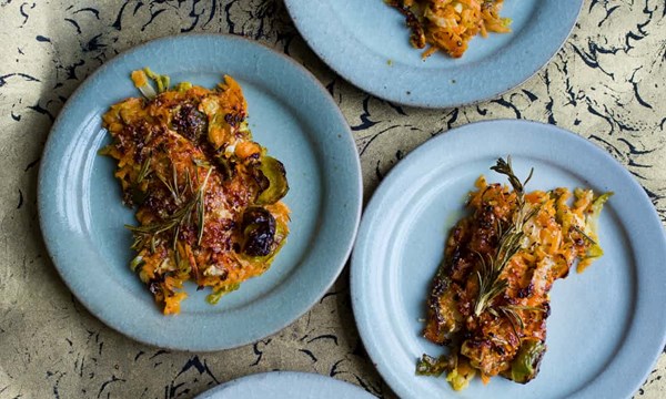 Sweet potato, Brussels sprouts and rosemary