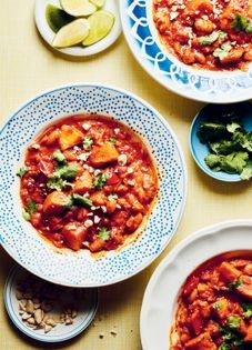 Sweet potato, butter bean and peanut stew