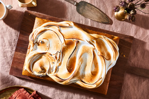 Sweet potato cake with toasted marshmallow frosting