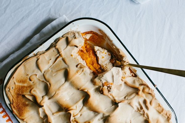 Sweet potato casserole with brown sugar marshmallow fluff