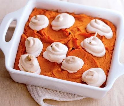 Sweet potato casserole with meringue topping
