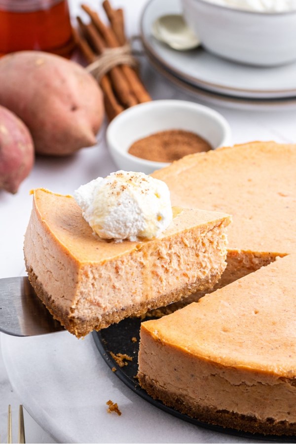 Sweet potato cheesecake with maple whipped cream