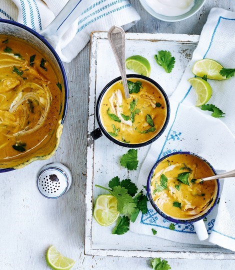 Sweet potato, chicken and ginger soup