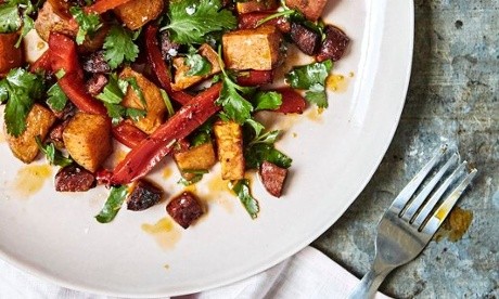 Sweet potato, chorizo and red pepper salad