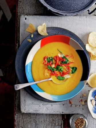 Sweet potato, coconut & cardamom soup