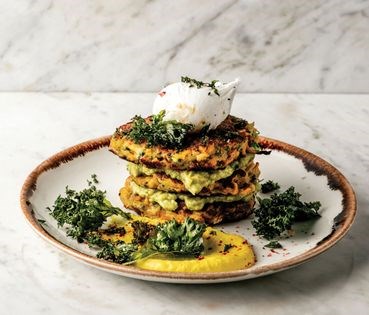 Sweet potato, courgette and feta fritters