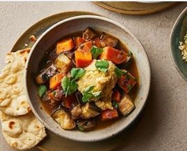 Sweet potato, date & aubergine tagine
