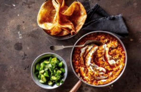 Sweet potato dhal with pepper pickles