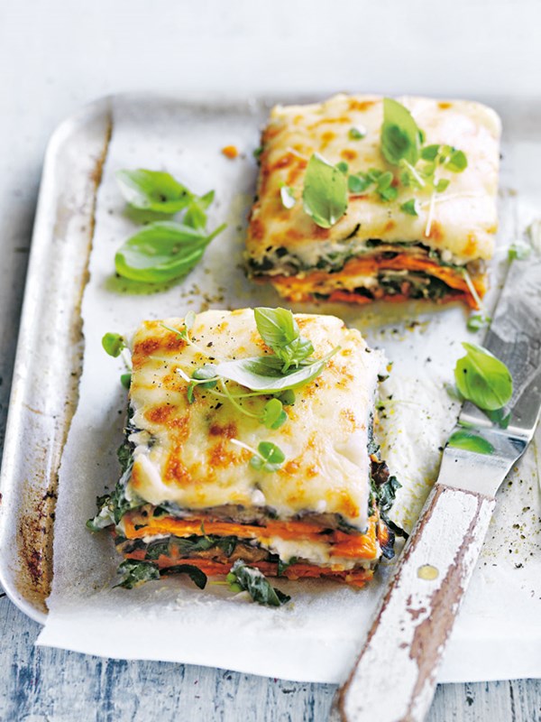 Sweet potato, eggplant and cauliflower Bechamel lasagne