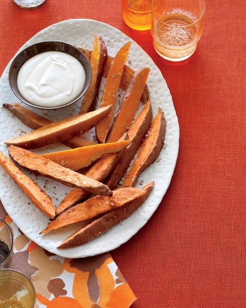 Sweet potato fries with brown-butter marshmallow sauce