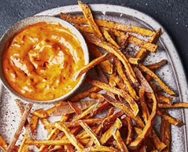 Sweet potato fries with harissa mayo