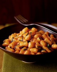 Sweet potato gnocchi with apple cider sauce