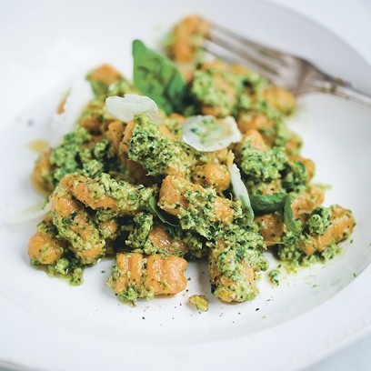 Sweet potato gnocchi with kale pesto