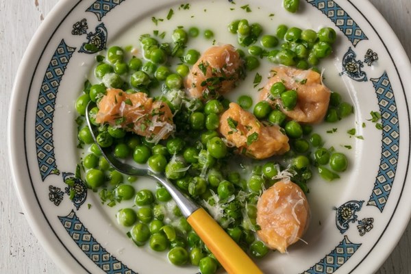 Sweet potato gnocchi with peas +Parm