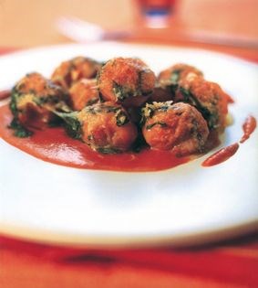 Sweet potato gnocchi with red pepper and basil
