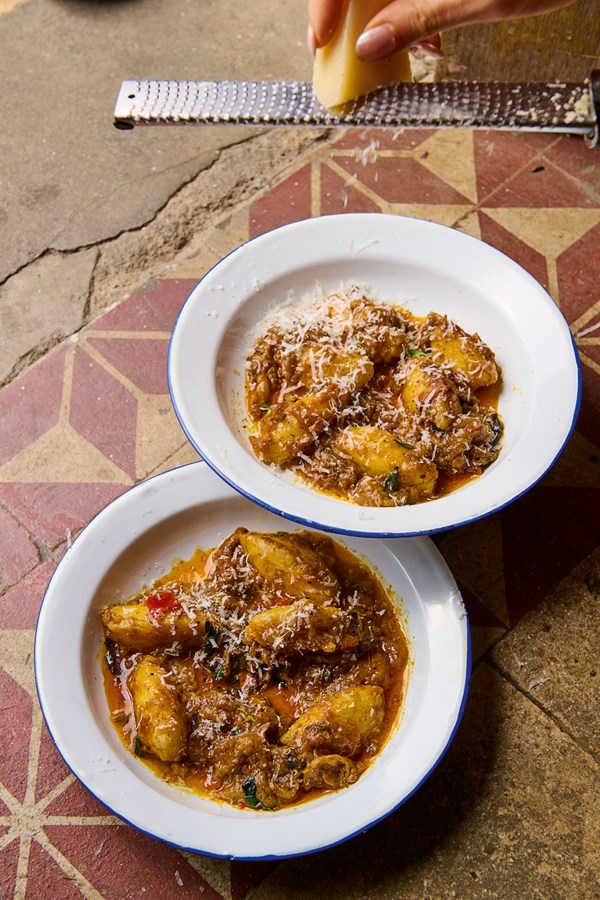 Sweet potato gnocchi with spiced eggplant ragout