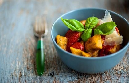 Sweet potato gnocchi with tomato sauce