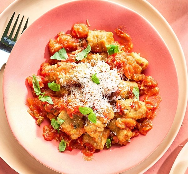 Sweet potato gnocchi with tomato sauce