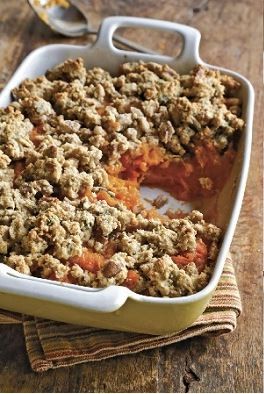 Sweet potato gratin with herb crumble
