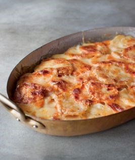 Sweet potato gratin with sage cream