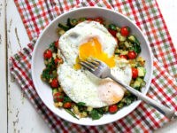 Sweet potato hash with perfect fried eggs