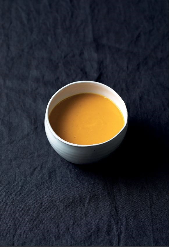 Sweet potato, lentil and blood orange [soup]