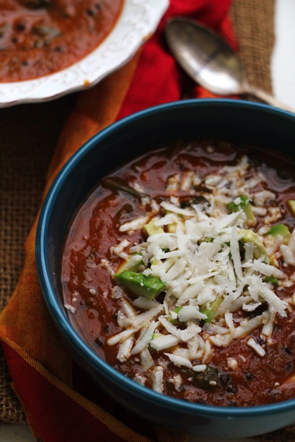 Sweet potato lentil tortilla soup