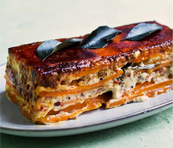 Sweet potato loaf, curry leaf and mustard cream