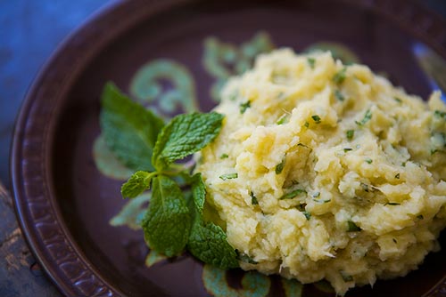 Sweet potato mash with mint