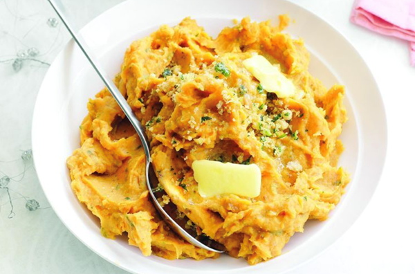 Sweet potato, pancetta and Parmesan mash