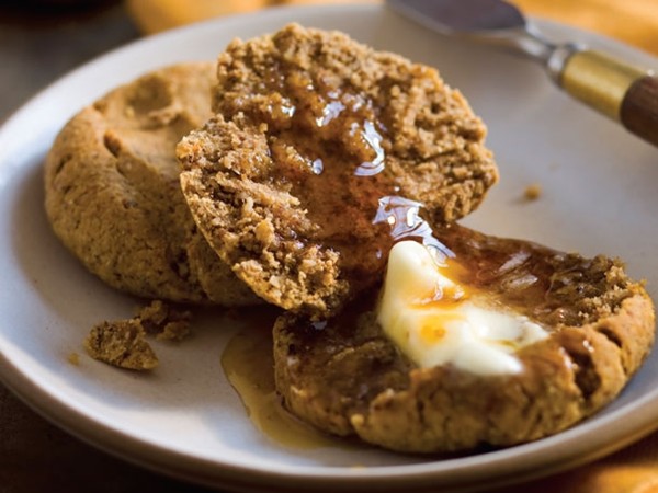 Sweet potato, pecan, and ginger biscuits