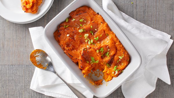 Sweet potato purée with maple-miso butter