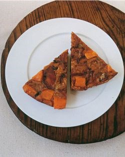 Sweet potato, red onion, smoked paprika and olive frittata