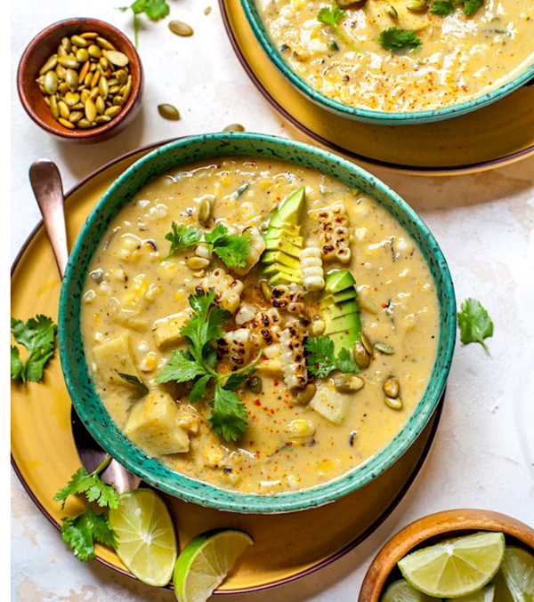 Sweet potato roasted corn chowder