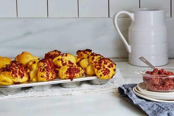 Sweet potato rolls with bacon and brown sugar butter