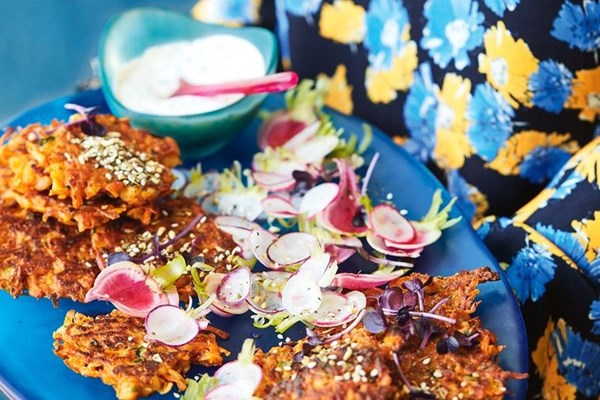 Sweet potato rosti with parsley lemon yoghurt