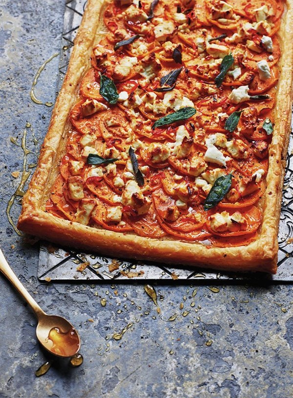 Sweet potato, sage and feta tart
