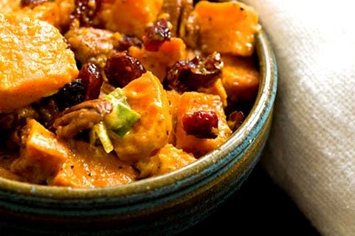 Sweet potato salad with cranberries and pecans
