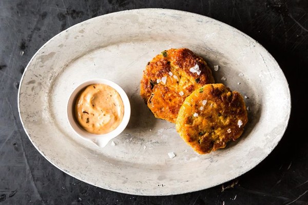 Sweet potato salmon cakes with chipotle mayo